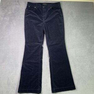 Talbots Pants Womens 12 Navy Corduroy Flare Flawless Five-Pocket Stretch Blue
